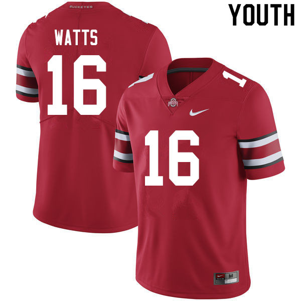 Ohio State Buckeyes Ryan Watts Youth #16 Scarlet Authentic Stitched College Football Jersey
